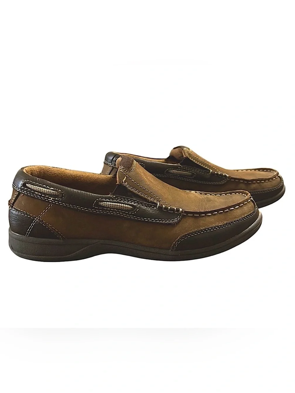 Florsheim Lakeside Moc Toe Slip-on Brown Leather Penny Boat Loafer Shoe Size 7.5